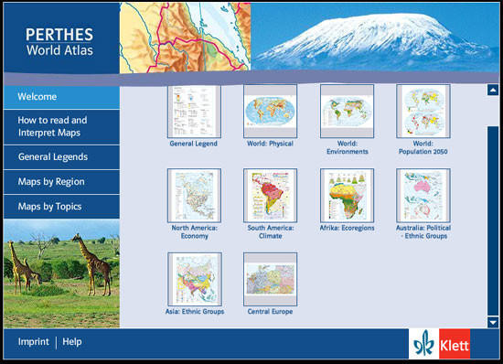 Digital World Atlas - Klett-Perthes School Wide Site License - Fully Interactive World & Human Geography Atlas, image 1, World Maps Online