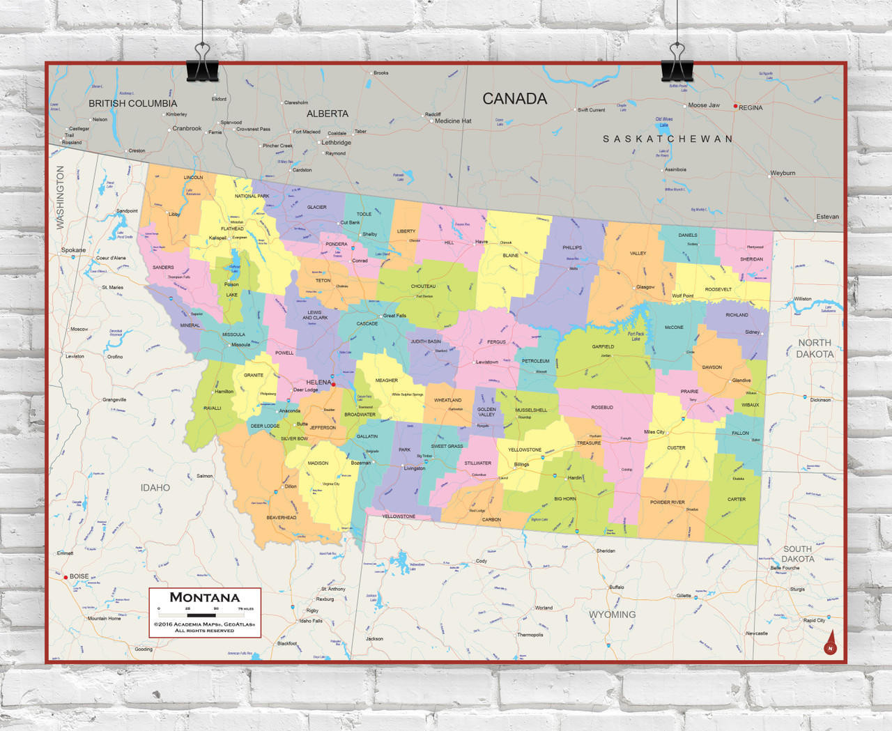 Montana Wall Map - Political, image 1, World Maps Online