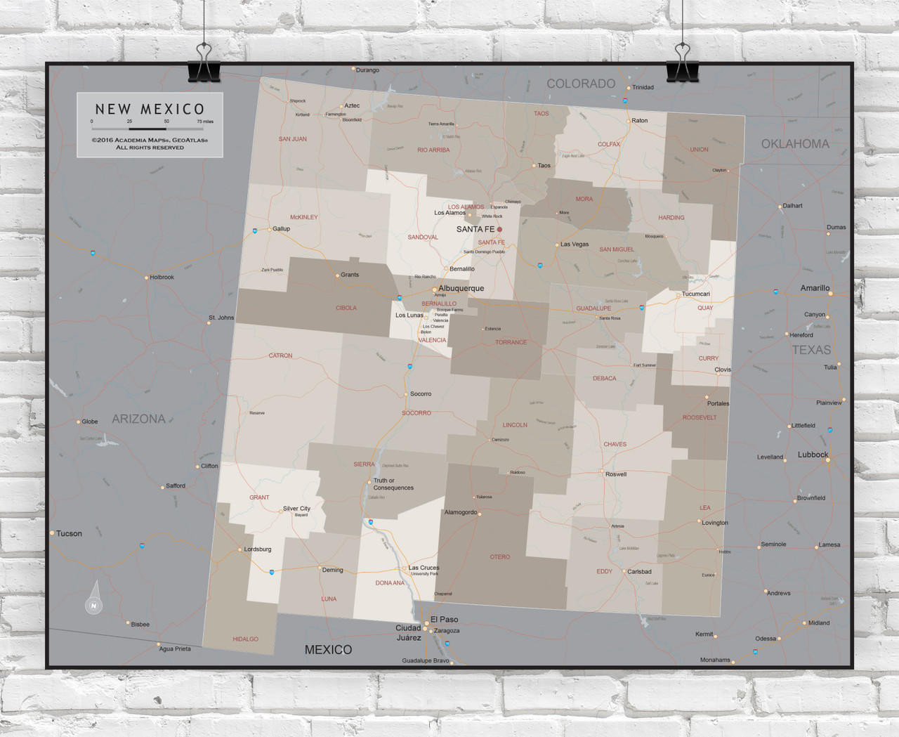 New Mexico Wall Map - Executive, image 1, World Maps Online