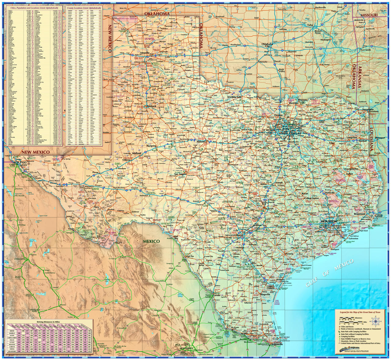 Texas Illustrated Map from Compart, image 2, World Maps Online