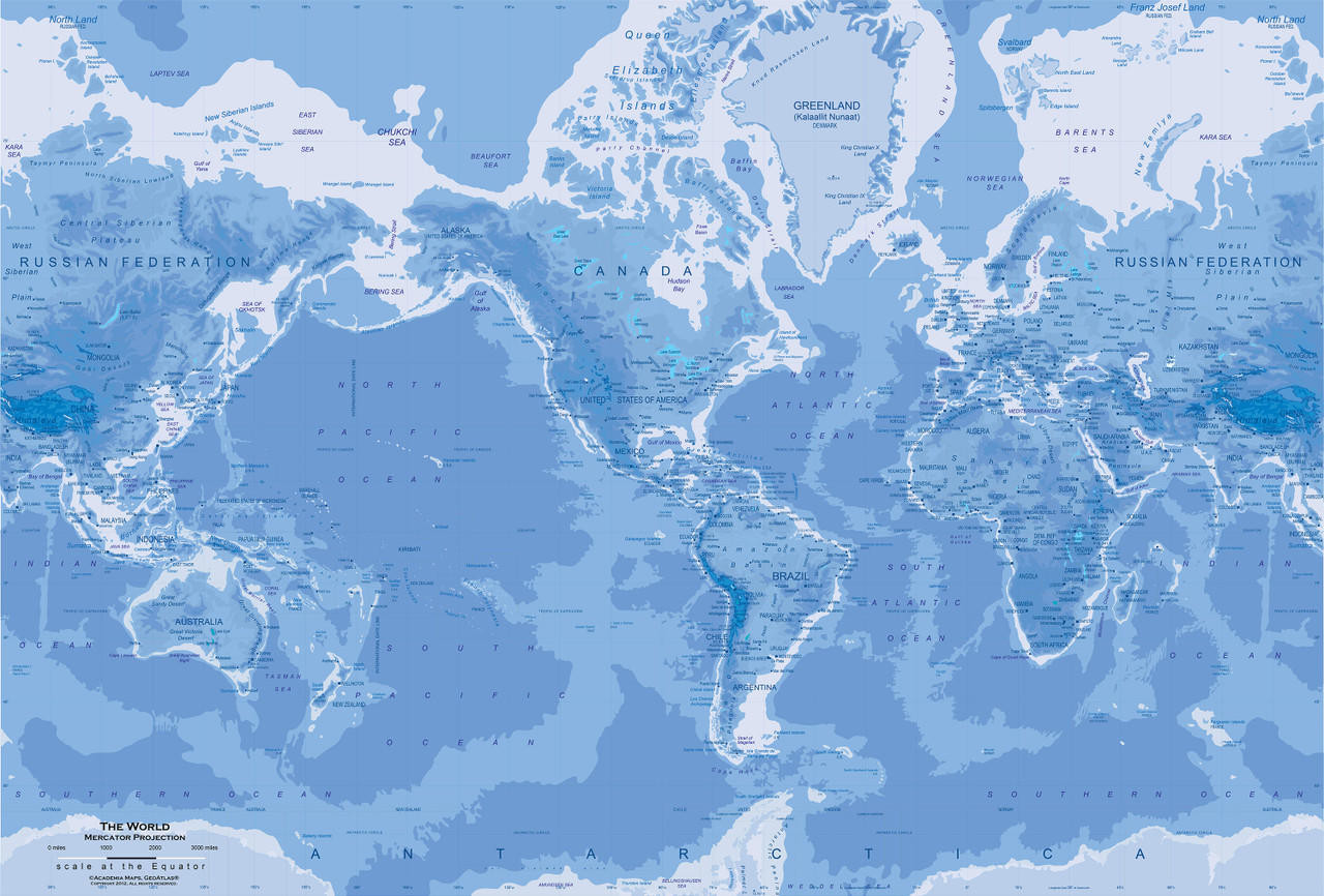 Blue World Map Wall Mural, image 1, World Maps Online