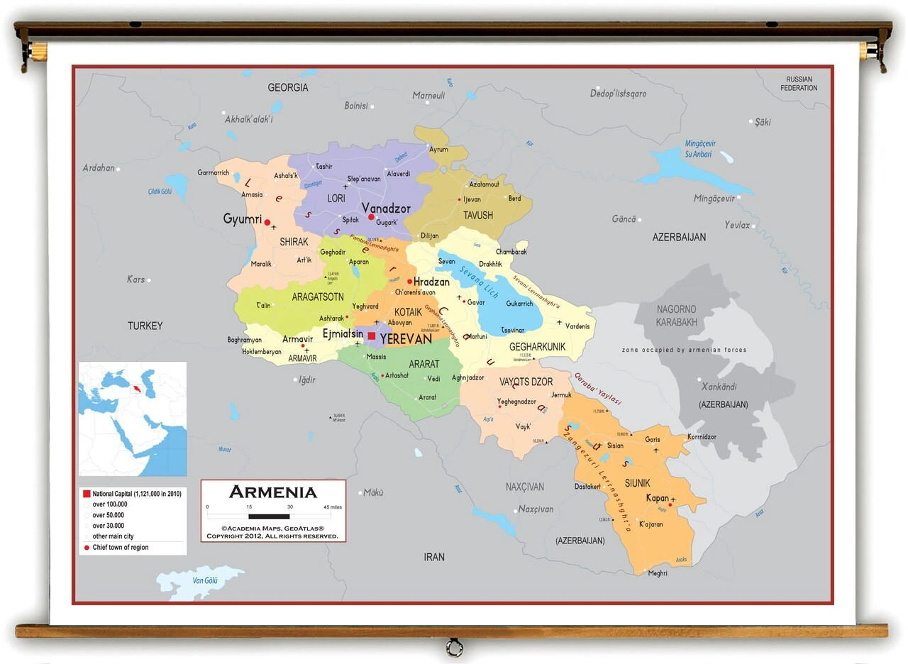 Armenia Political Educational Map from Academia Maps, image 1, World Maps Online