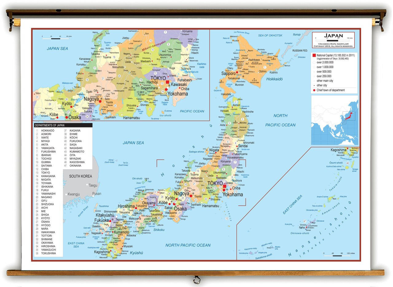 Japan Political Educational Map from Academia Maps, image 1, World Maps Online