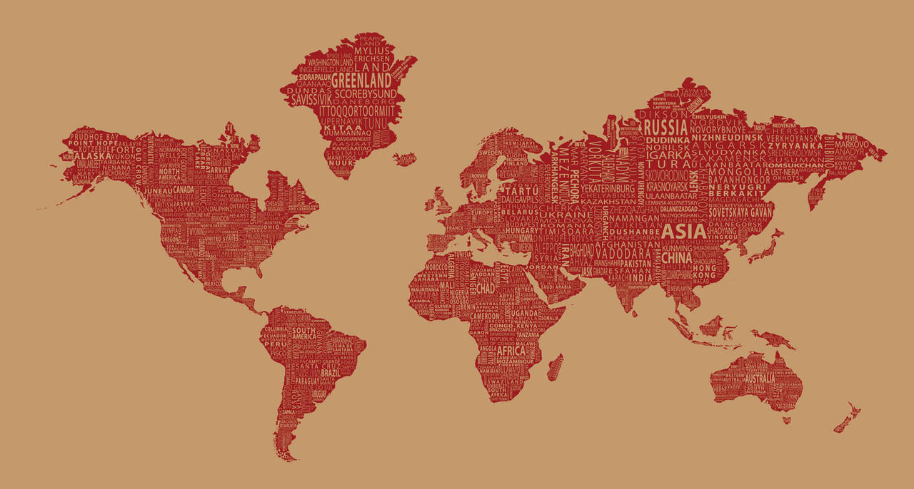 1-World Text Map Mural - Red Wine, image 1, World Maps Online