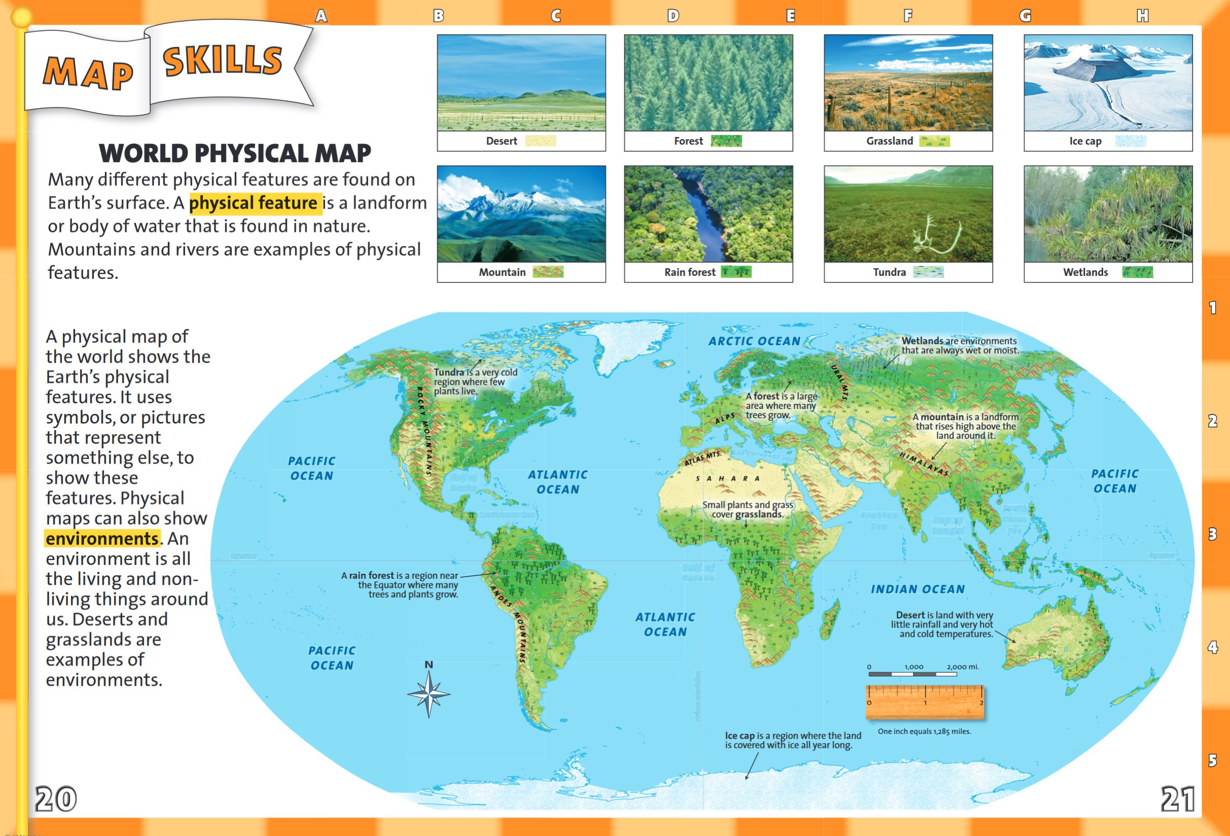 Middle School Digital Classroom Map Collection - Physical World Map Sample