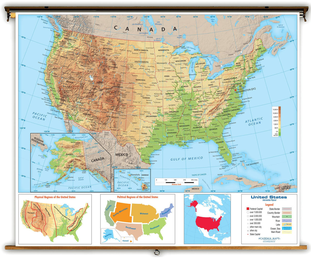 Trinidad and Tobago Physical Wall Map from Academia Maps, image 1, World Maps Online