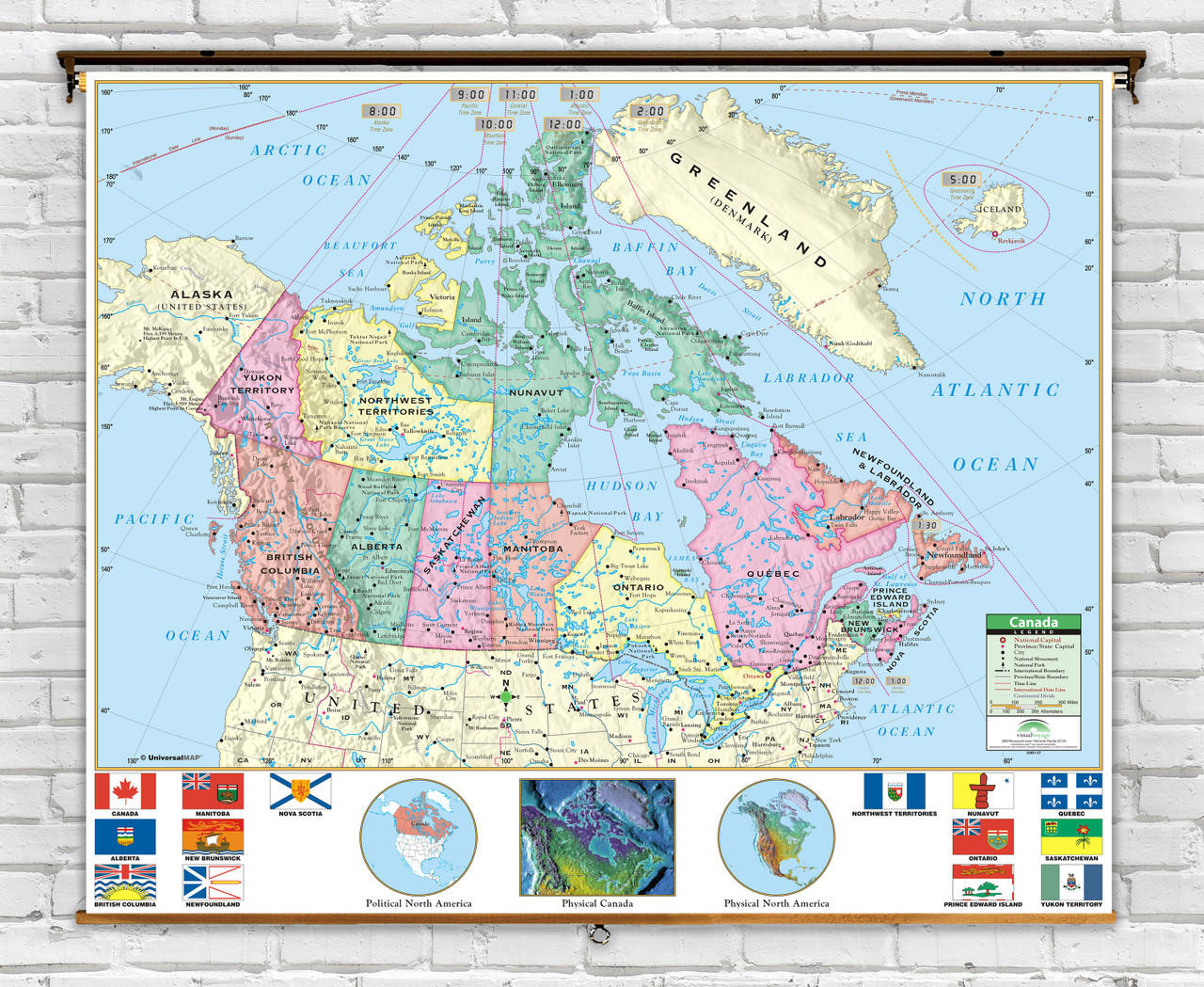 Primary Canada Political Map on Spring Roller from Kappa Maps, image 1, World Maps Online