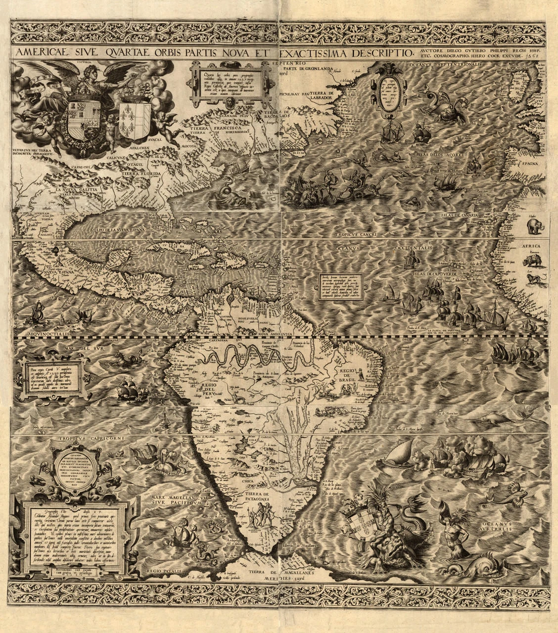 Historic Map - The Americas - 1562, image 1, World Maps Online