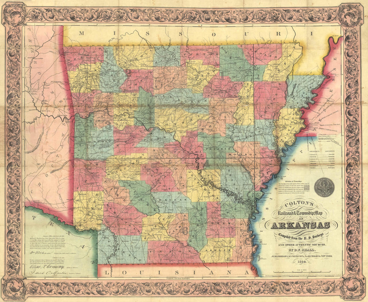 Historic Map - Arkansas - 1854 Map, image 1, World Maps Online