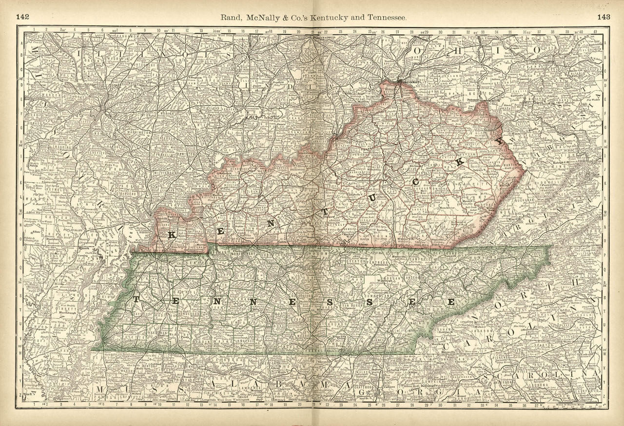 Historical Railroad Map of Kentucky & Tennessee - 1878, image 1, World Maps Online