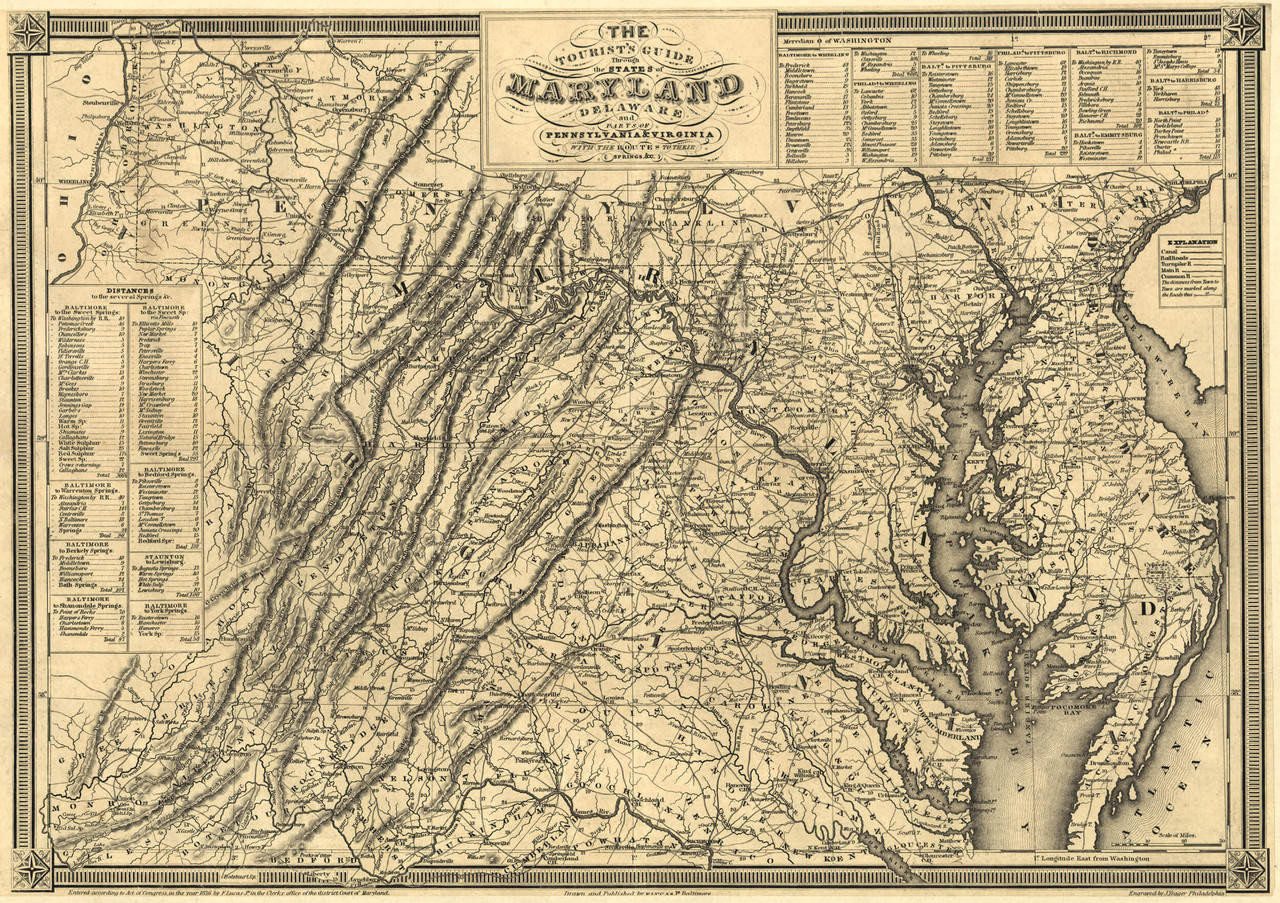 Historic Railroad Map of Maryland & Delaware - 1836, World Maps Online