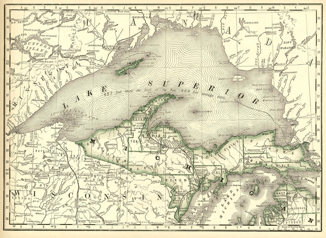 Historical Railroad Map of Michigan featuring Late Superior - 1878, image 1, World Maps Online