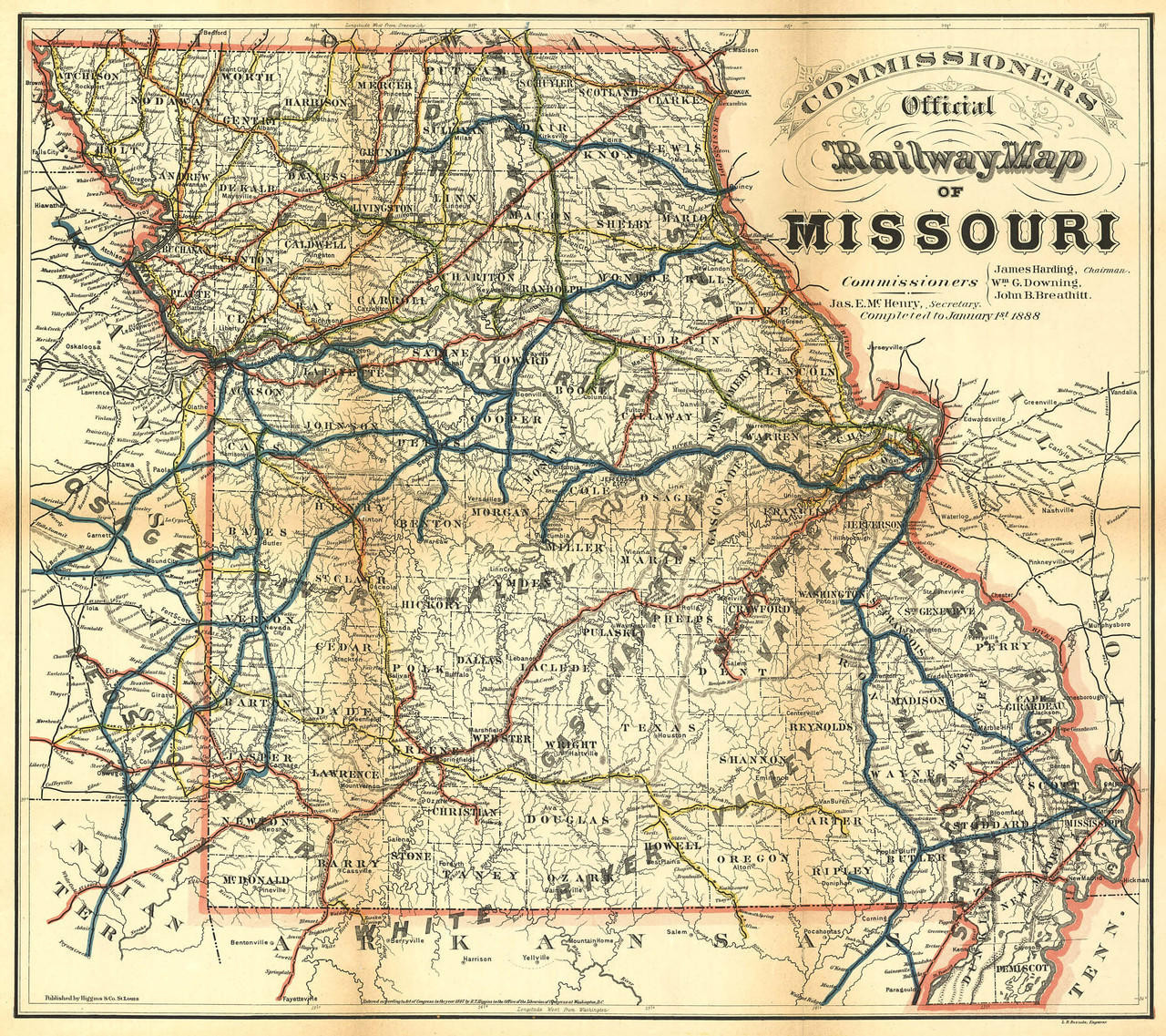 Historic Railroad Map of Missouri - 1887, image 1, World Maps Online