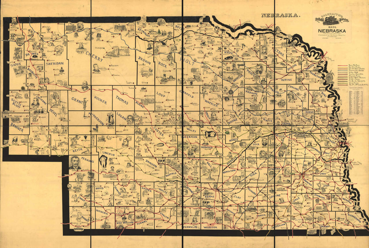 Historic Railroad Map of Nebraska - 1898, image 1, World Maps Online
