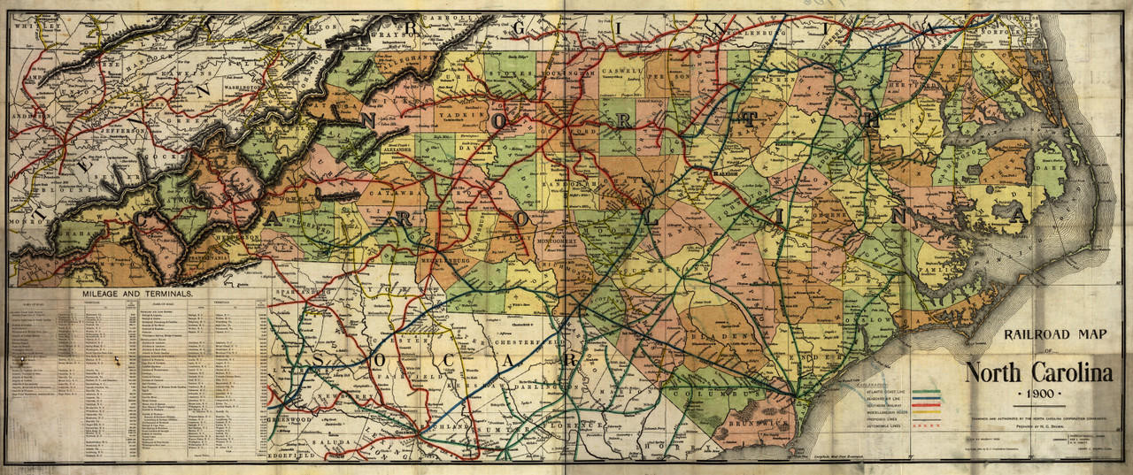 Historic Railroad Map of North Carolina - 1900, image 1, World Maps Online