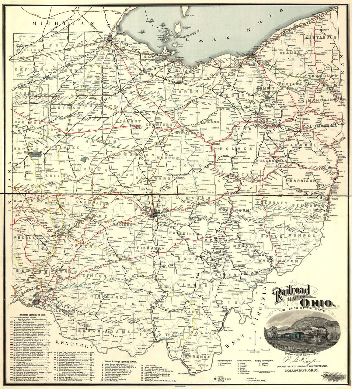 Historic Railroad Map of Ohio - 1898, image 1, World Maps Online
