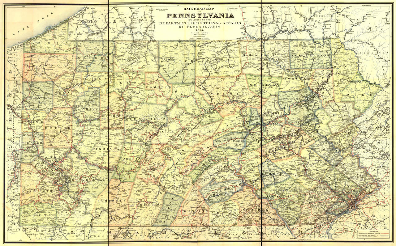 Historic Railroad Map of Pennsylvania - 1895, image 1, World Maps Online