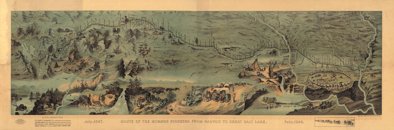 Historic Map - Utah - Mormon Pioneers - 1847, image 1, World Maps Online