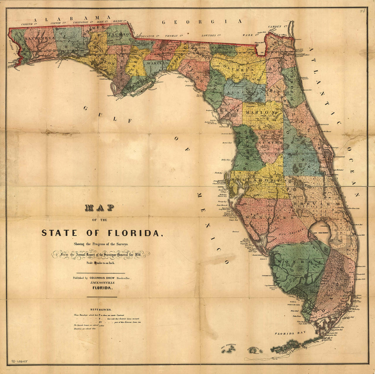 Historic Map - Florida State Map - 1856, image 1, World Maps Online