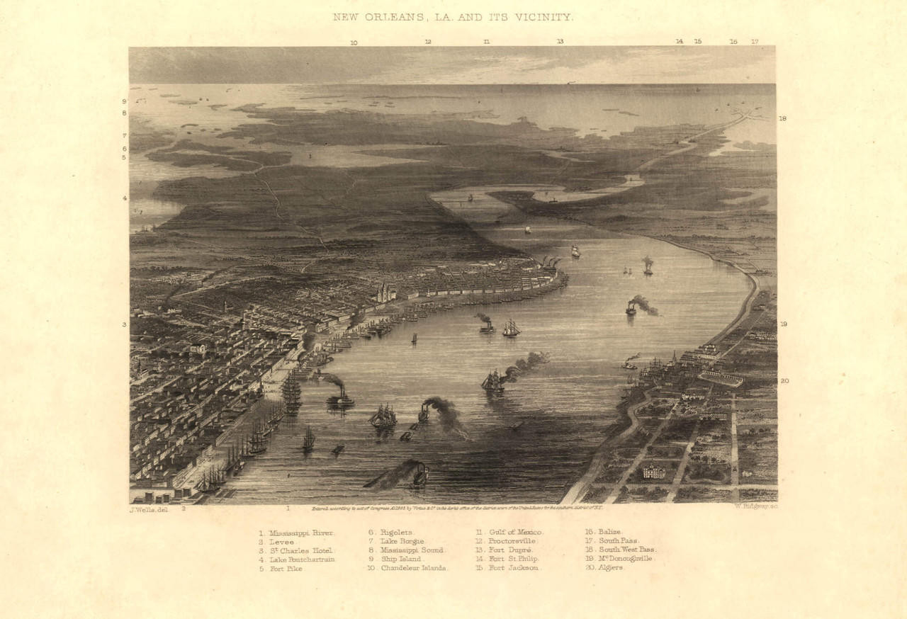 Historic Map - New Orleans, LA - 1863, image 1, World Maps Online