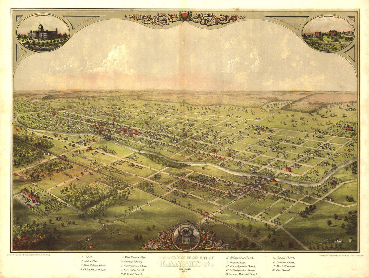 Historic Map - Lansing, MI - 1866, image 1, World Maps Online