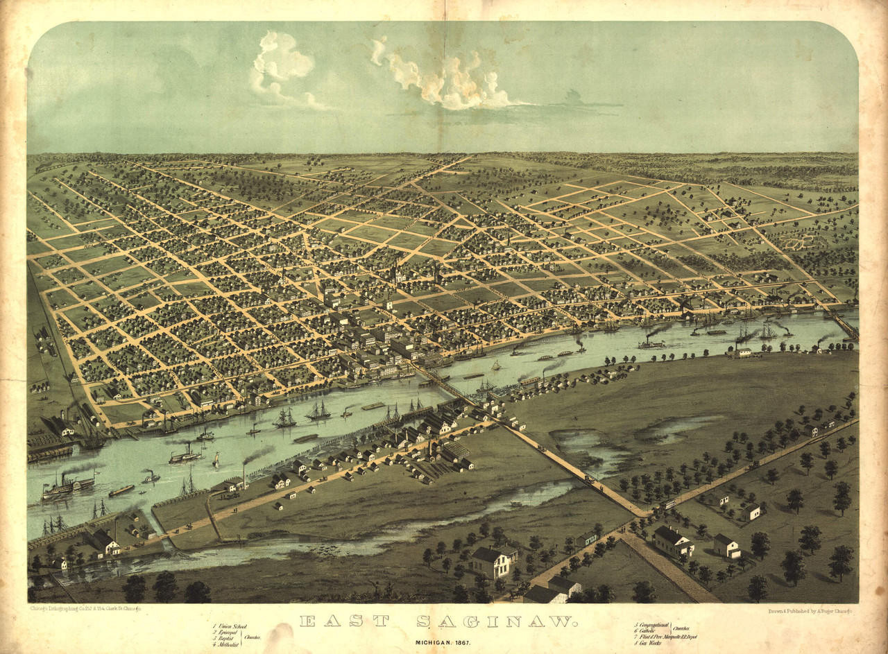 Historic Map - East Saginaw, MI - 1867, image 1, World Maps Online