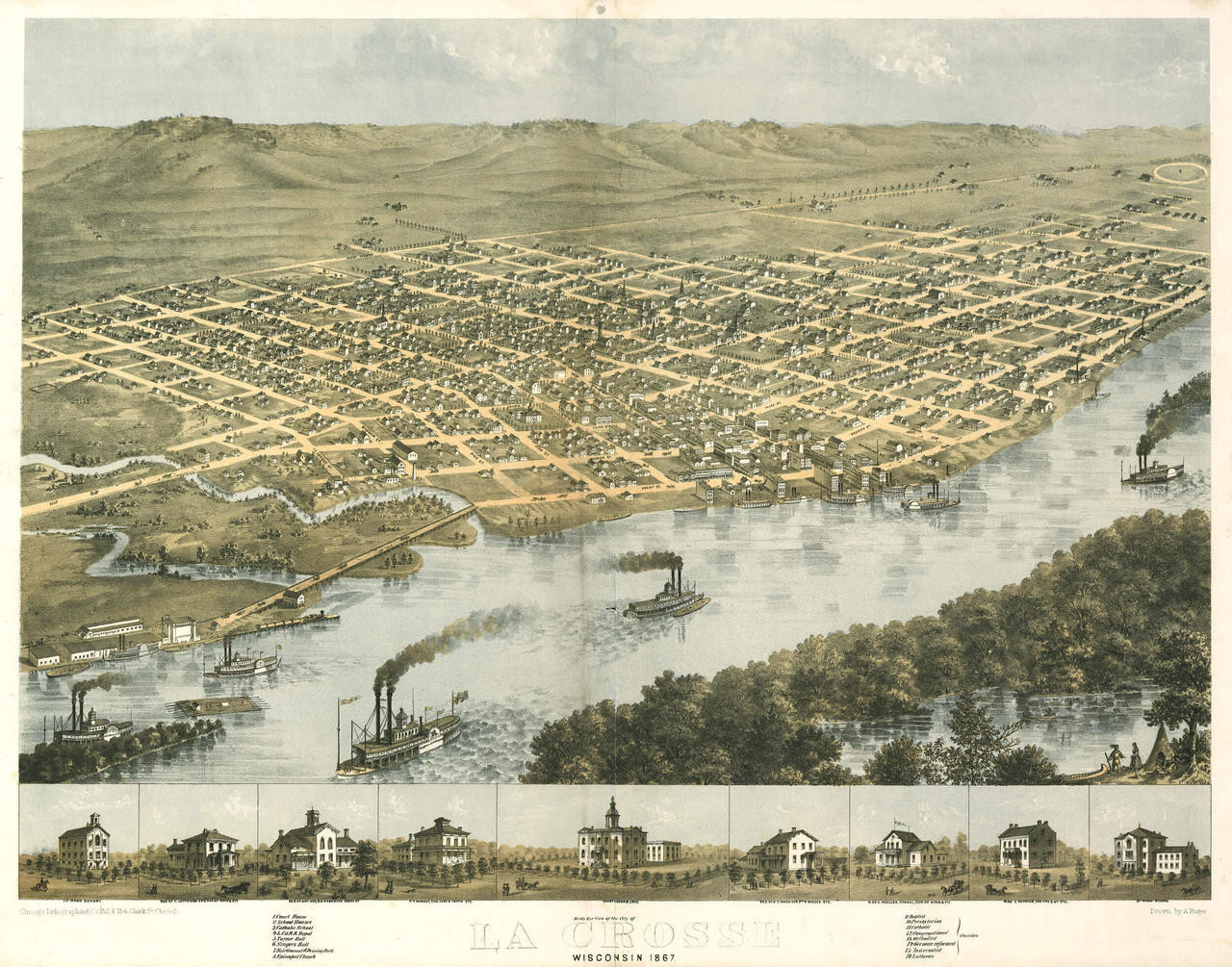 Historic Map - La Crosse, WI - 1867, image 1, World Maps Online