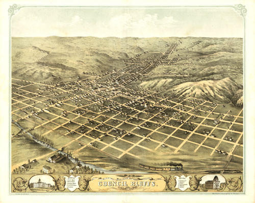 Historic Map - Council Bluffs, IA - 1868, image 1, World Maps Online