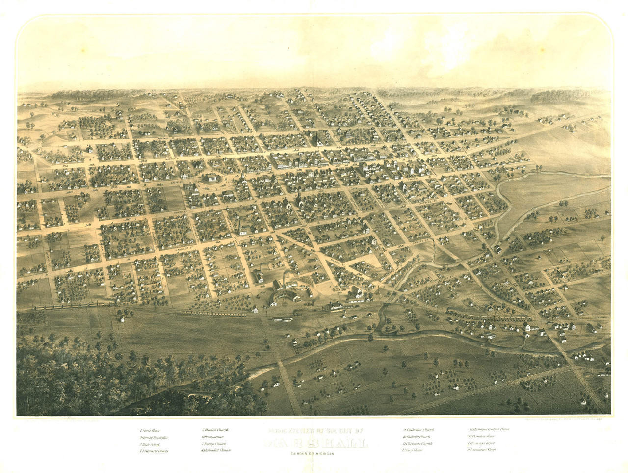 Historic Map - Marshall, MI - 1868, image 1, World Maps Online