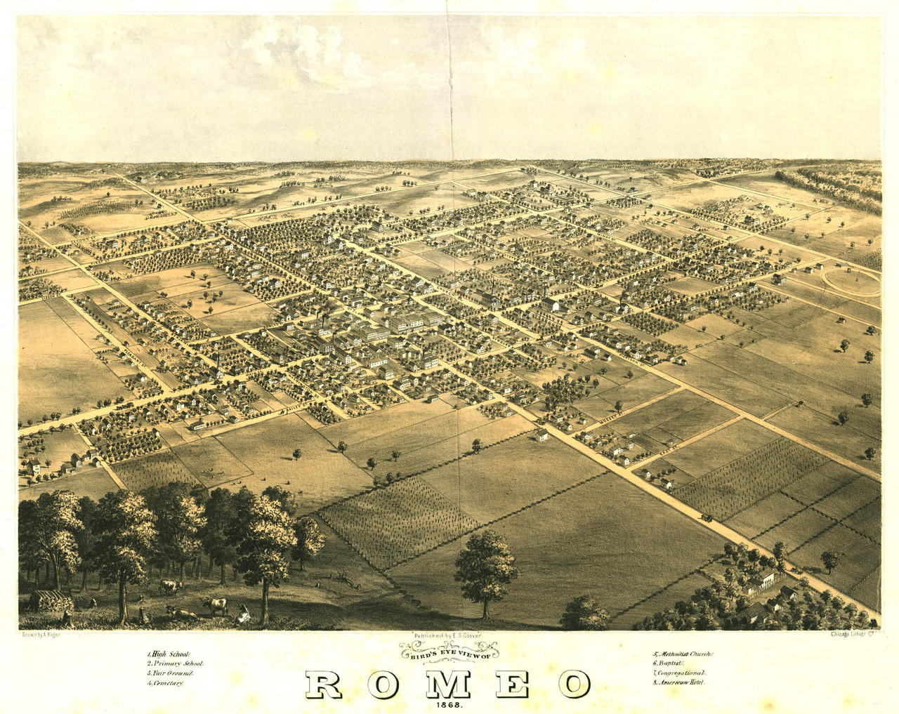 Historic Map - Romeo, MI - 1868, image 1, World Maps Online