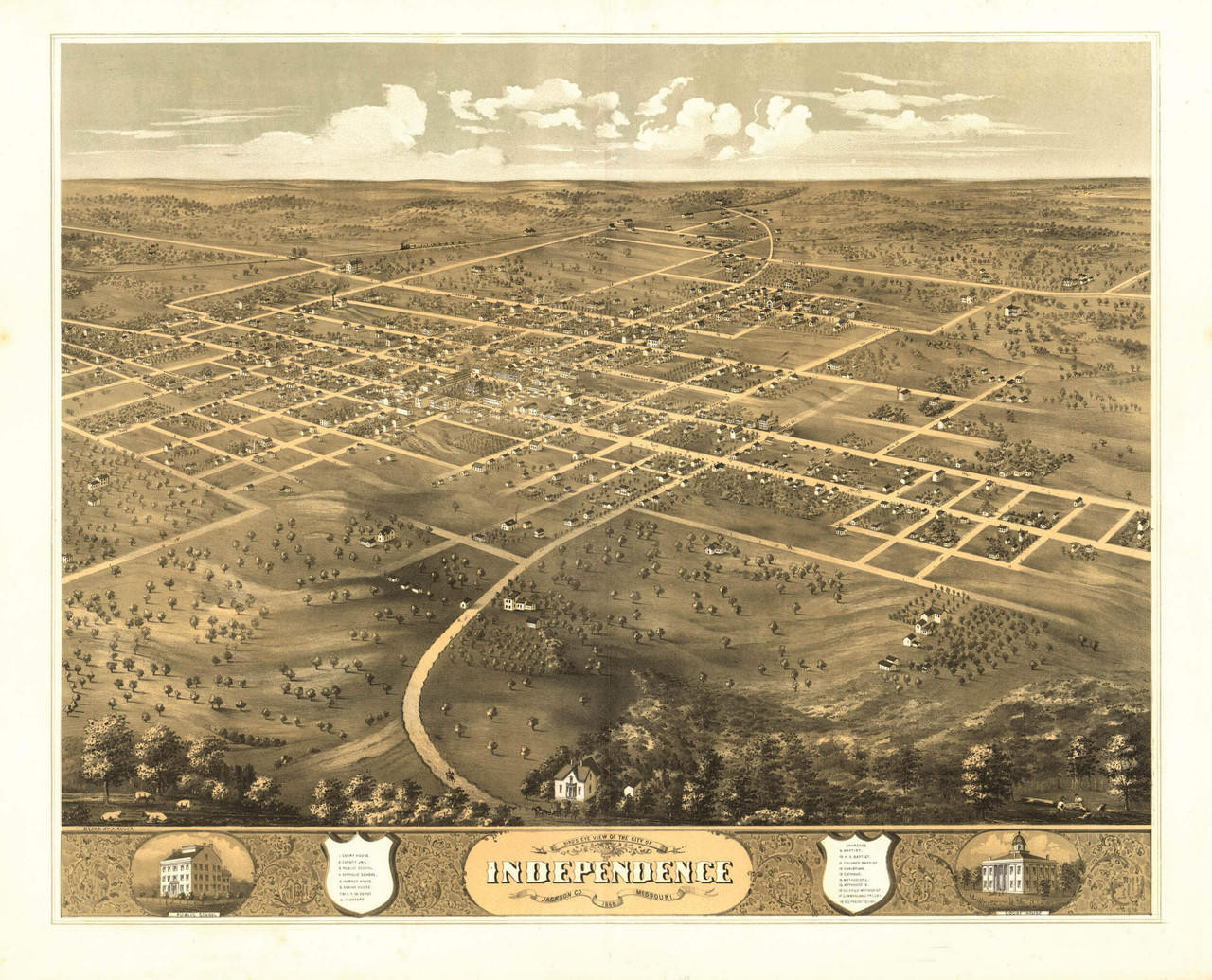 Historic Map - Independence, MO - 1868, image 1, World Maps Online
