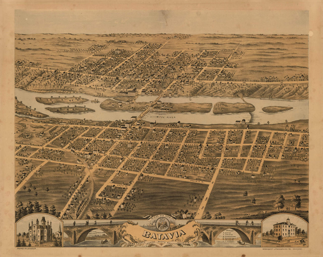 Historic Map - Batavia, IL - 1869, image 1, World Maps Online