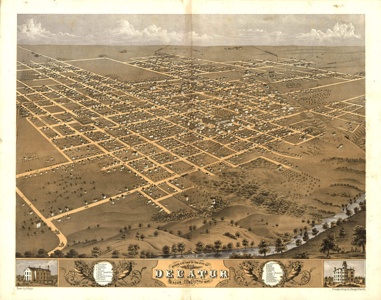 Historic Map  Decatur, IL - 1869, image 1, World Maps Online