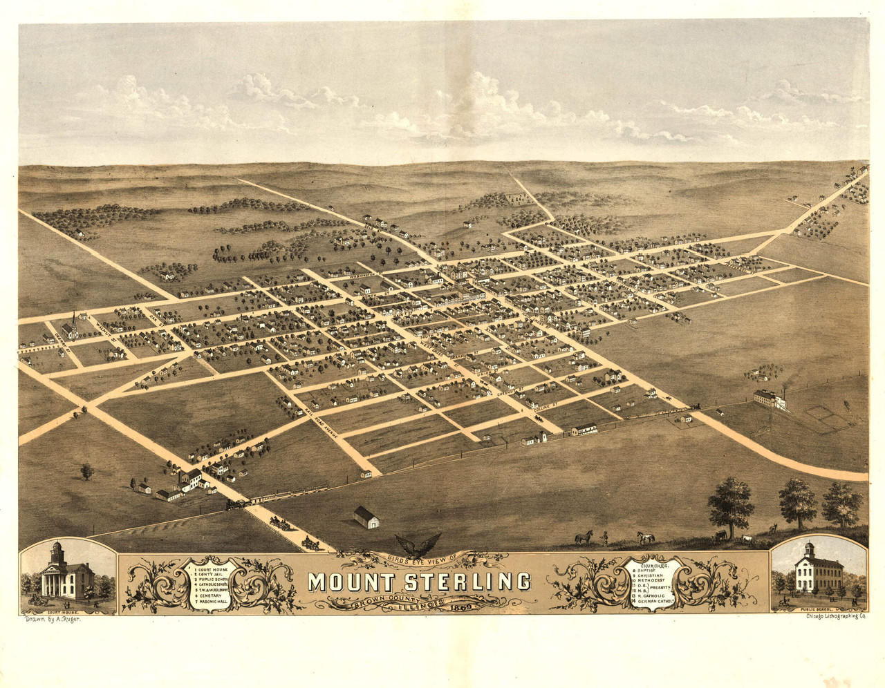 Historic Map - Mount Sterling, IL - 1869, image 1, World Maps Online