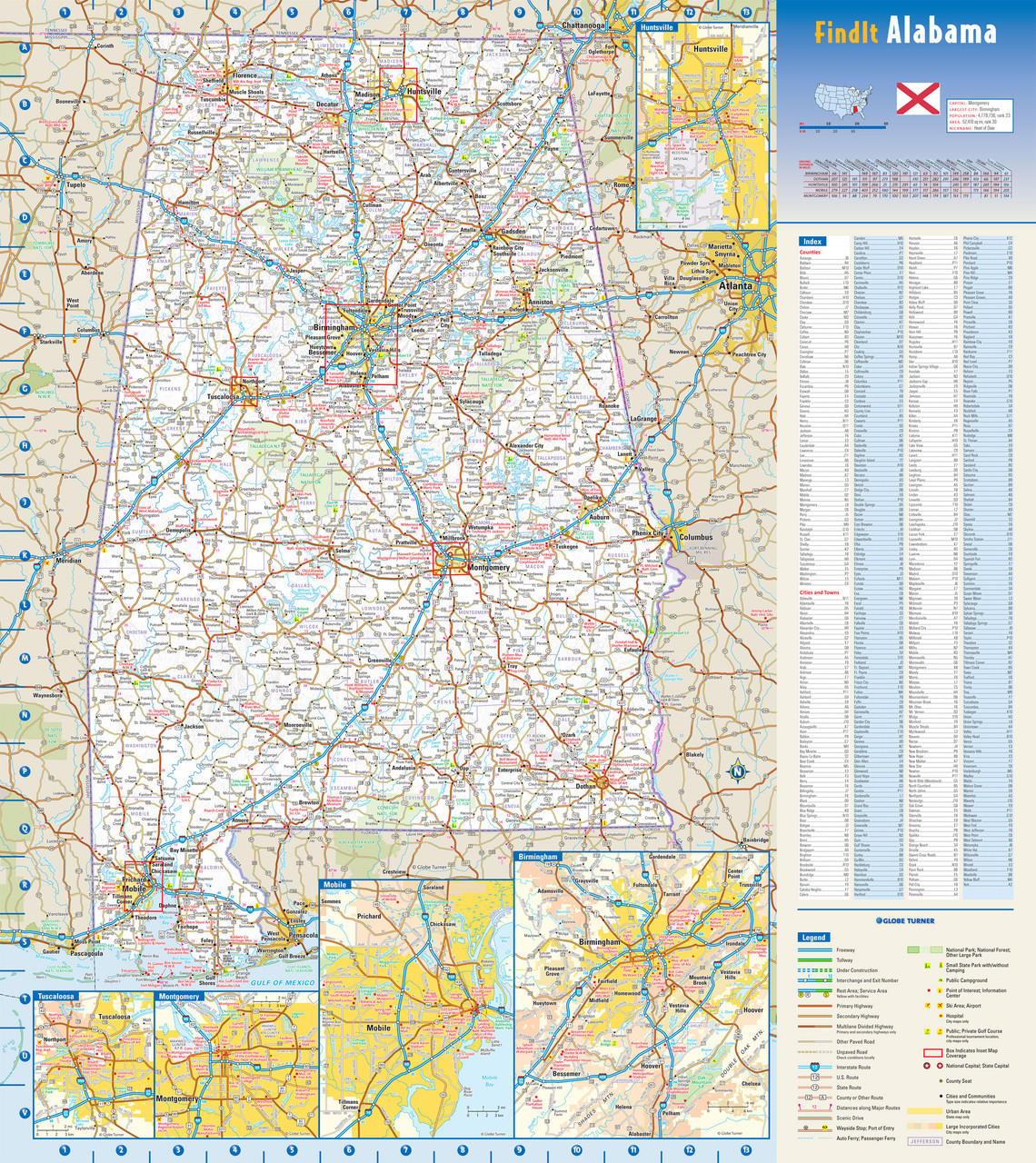 Alabama Reference Wall Map, image 1, World Maps Online