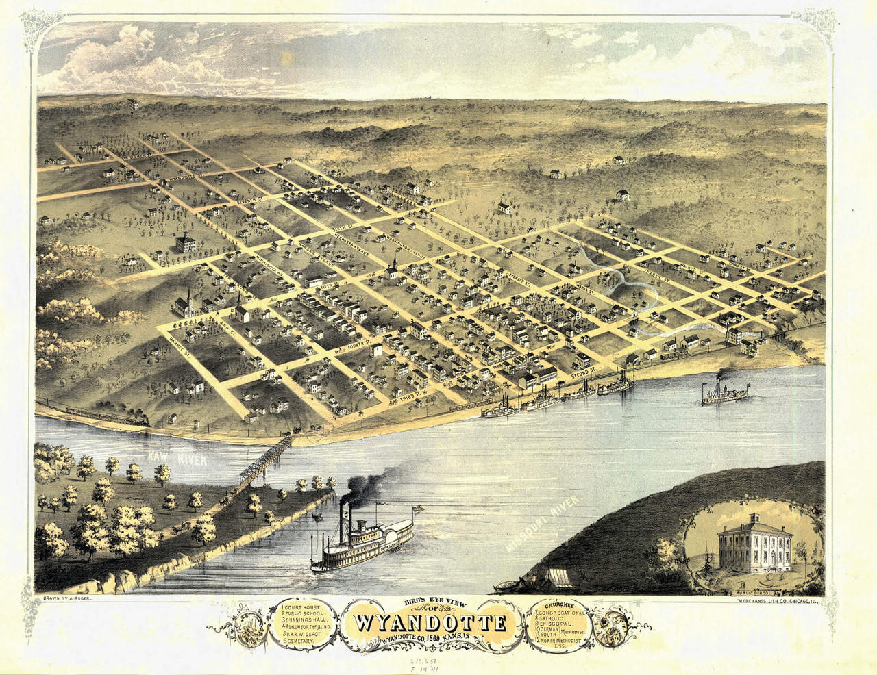 Historic Map - Kansas City, KS - 1869, image 1, World Maps Online