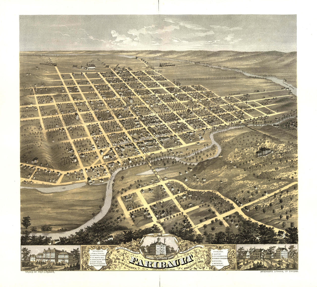 Historic Map - Faribault, MN - 1869, image 1, World Maps Online