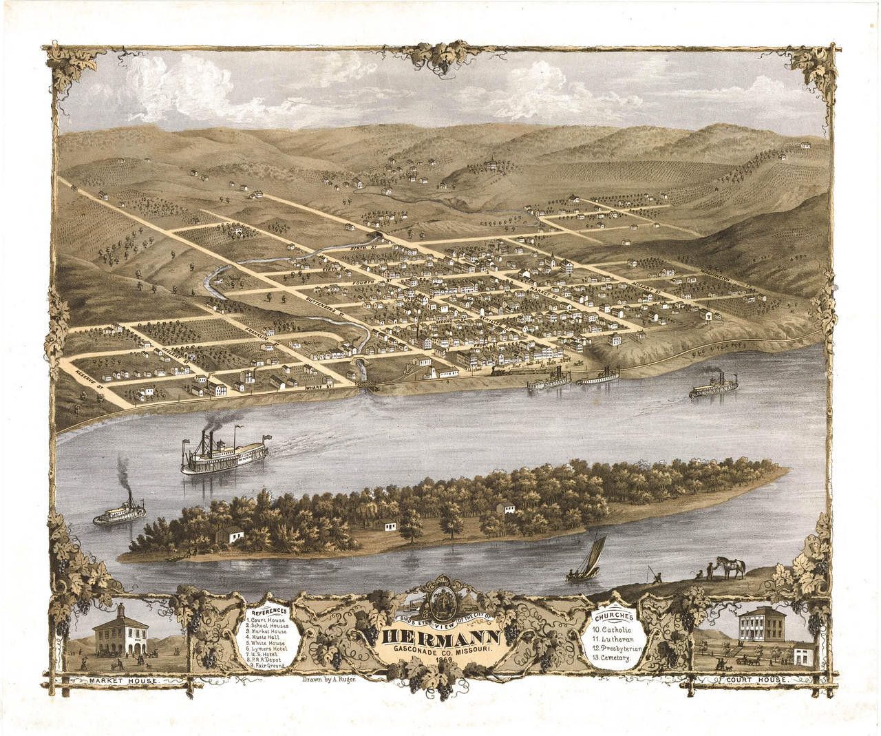 Historic Map - Hermann, MO - 1869, image 1, World Maps Online