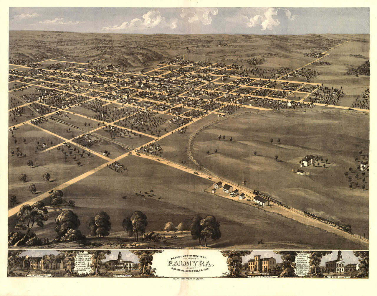 Historic Map - Palmyra, MO - 1869, image 1, World Maps Online