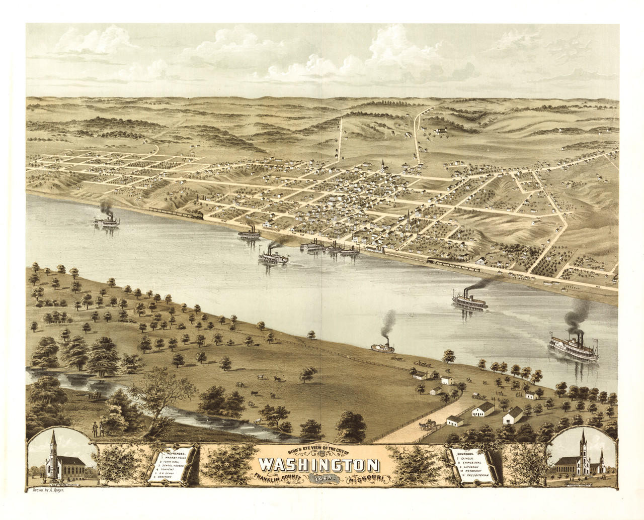Historic Map - Washington, MO - 1869, image 1, World Maps Online