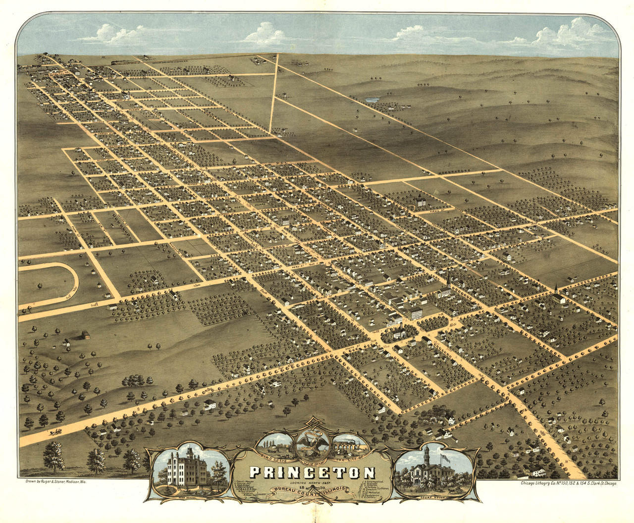 Historic Map - Princeton, IL - 1870, image 1, World Maps Online