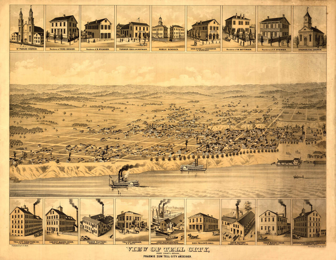 Historic Map - Tell City, IN - 1870, image 1, World Maps Online