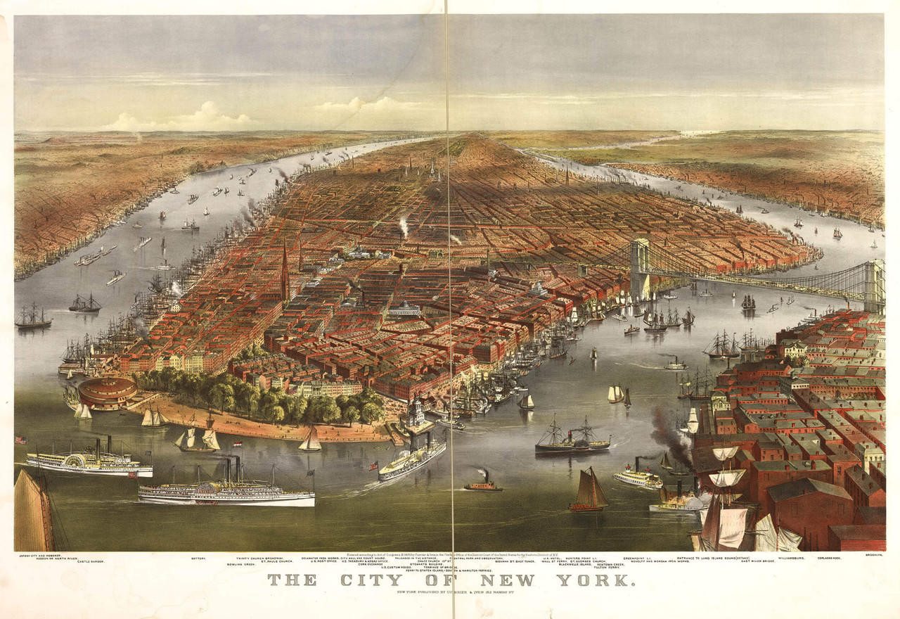Historic Map - New York City, NY - 1870, image 1, World Maps Online
