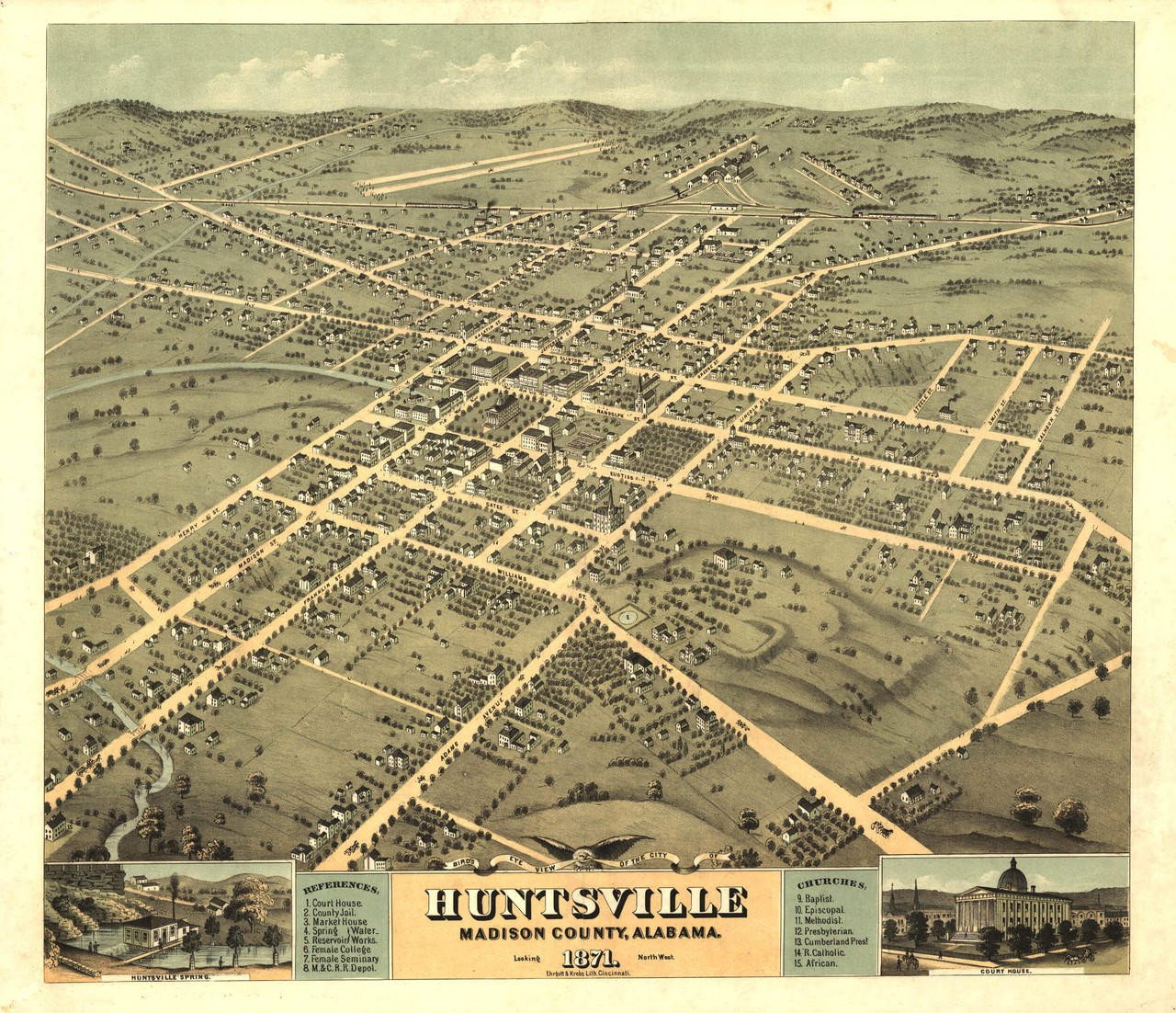 Historic Map - Huntsville, AL - 1871, image 1, World Maps Online