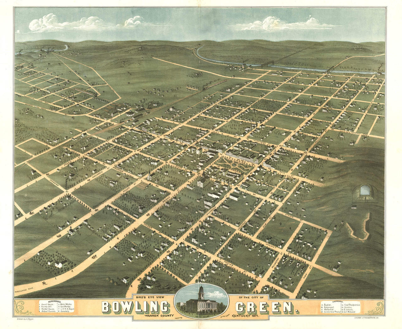 Historic Map - Bowling Green, KY - 1871, image 1, World Maps Online