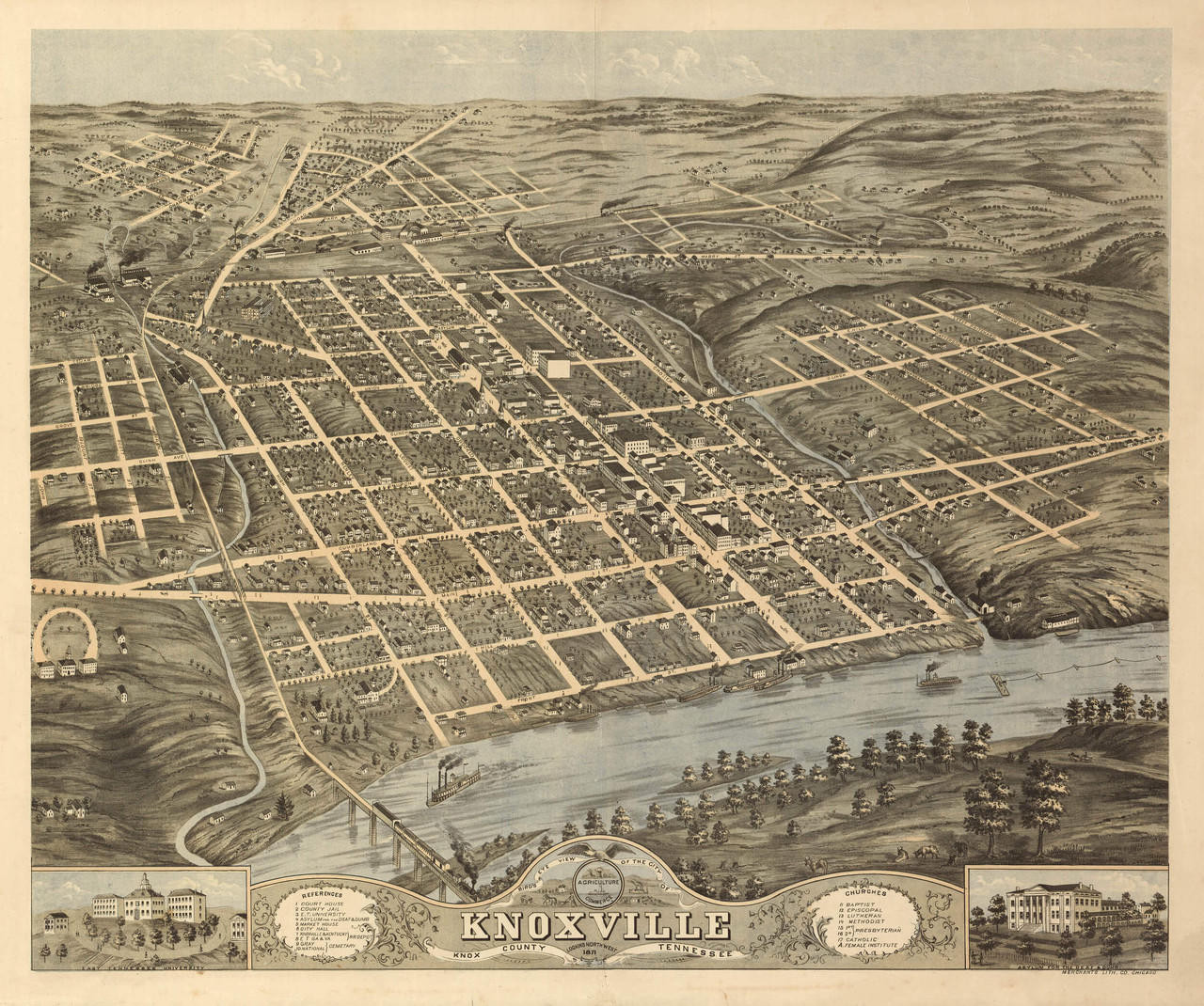 Historic Map - Knoxville, TN - 1871, image 1, World Maps Online