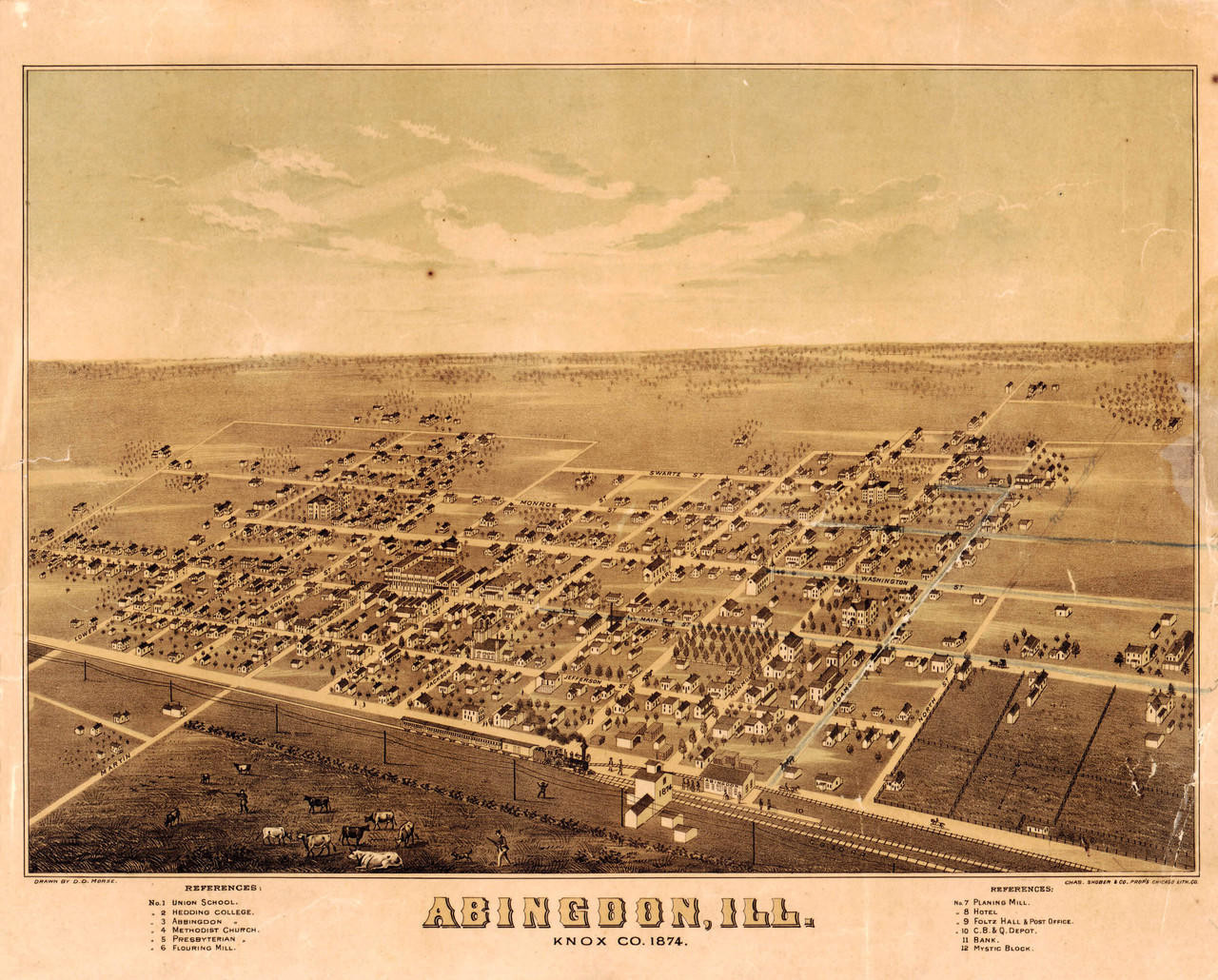 Historic Map - Abingdon, IL - 1874, image 1, World Maps Online