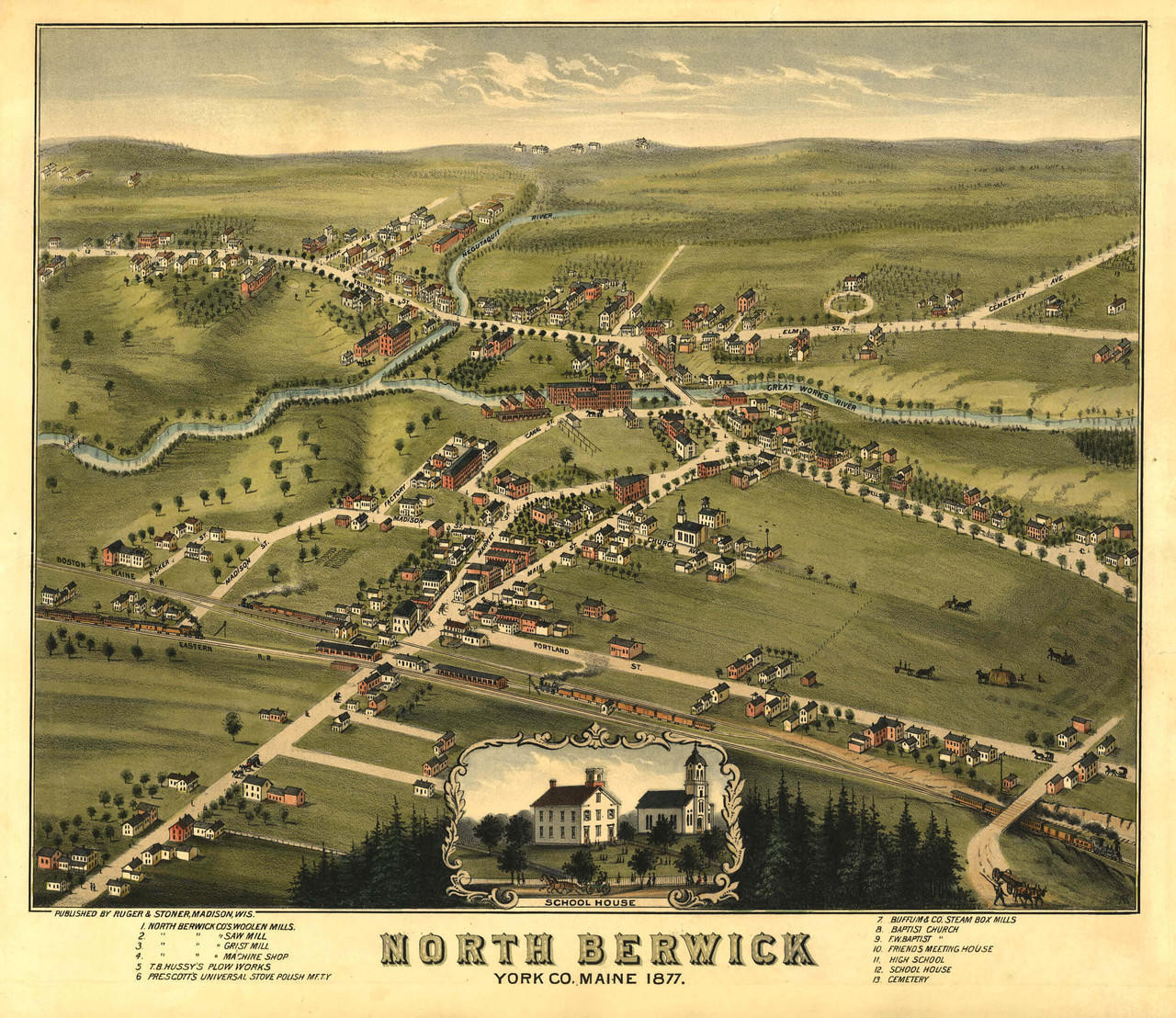 Historic Map - North Berwick, ME - 1877, image 1, World Maps Online