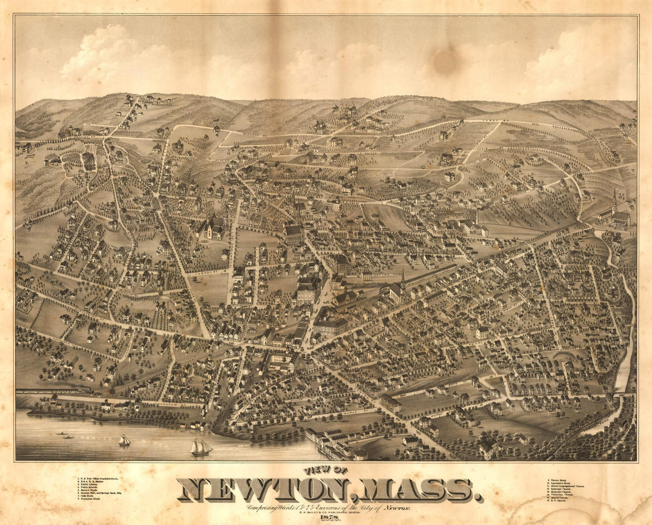 Historic Map - Newton, MA - 1878, image 1, World Maps Online