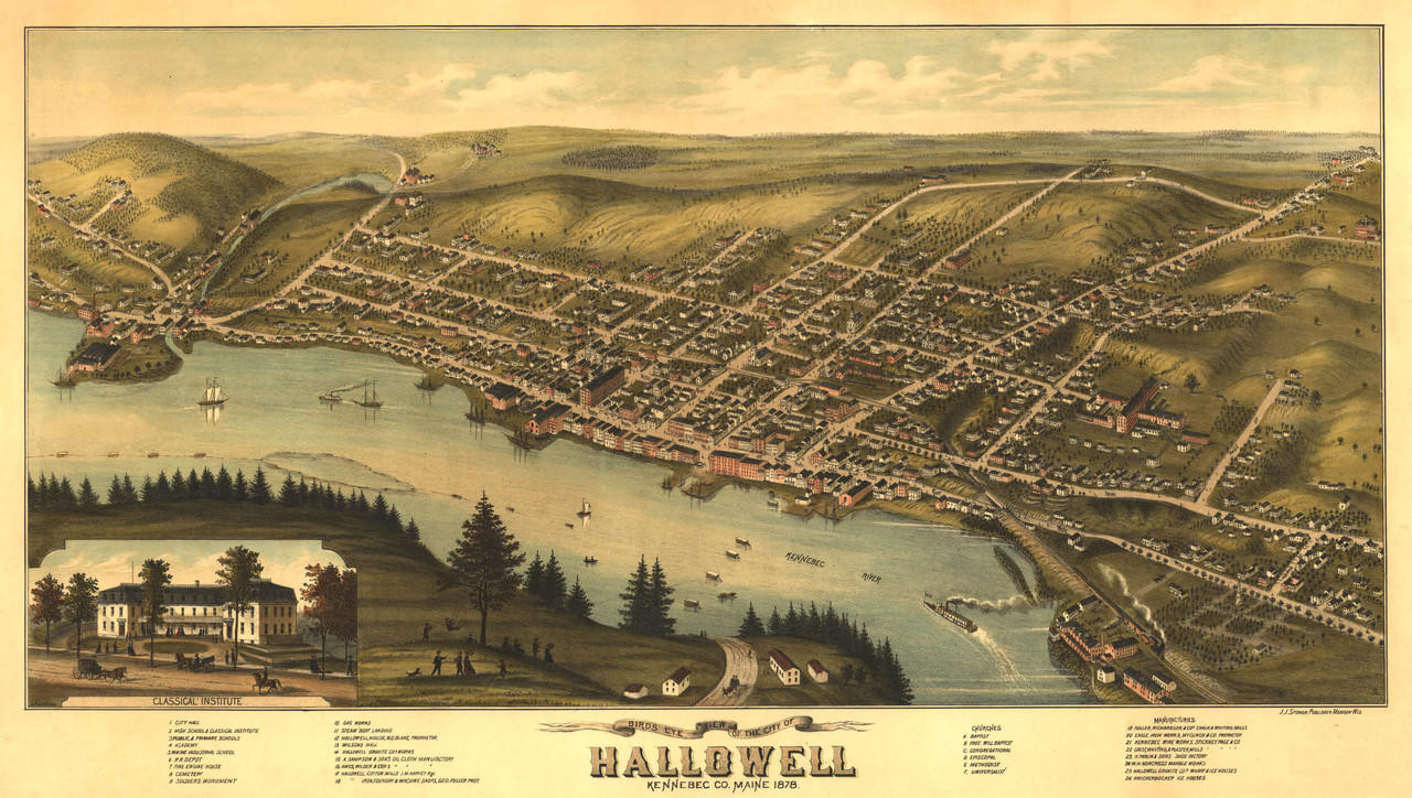 Historic Map - Hallowell, ME - 1878, image 1, World Maps Online